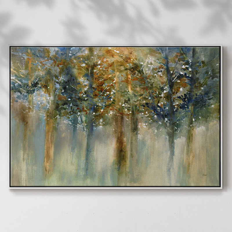 Feuilles rustiques II, H 25 po x l 37 po x P 2 po, Papier avec cadre blanc fermé