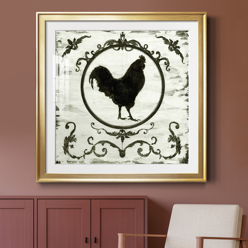 Berkshire Rooster - cadre photo, impression, Papier encadré doré, H 34,5 po x l 34,5 po x P 1,5 po