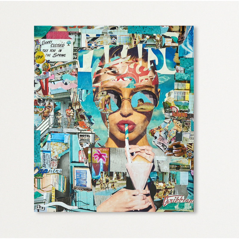 Katy Hirschfeld - Summer Shores Fashion and Glam - impression d'art graphique, H 16 po x l 13 po, Toile tendue, Sans cadre