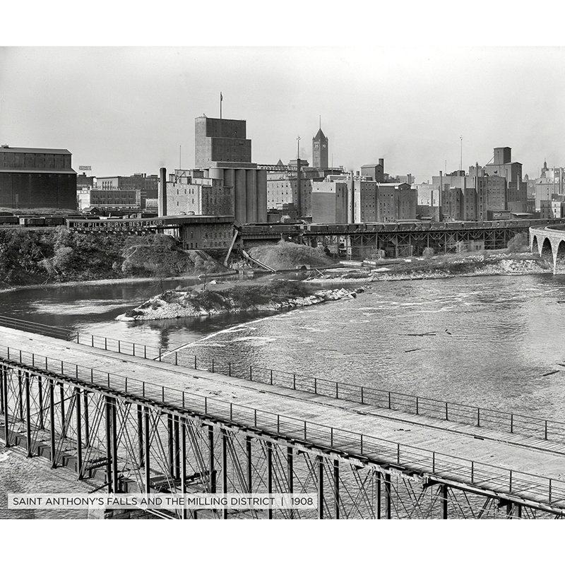 Saint Anthony's Falls and the Milling District, historique de Minneapolis - reproduction de photo sur toile tendue