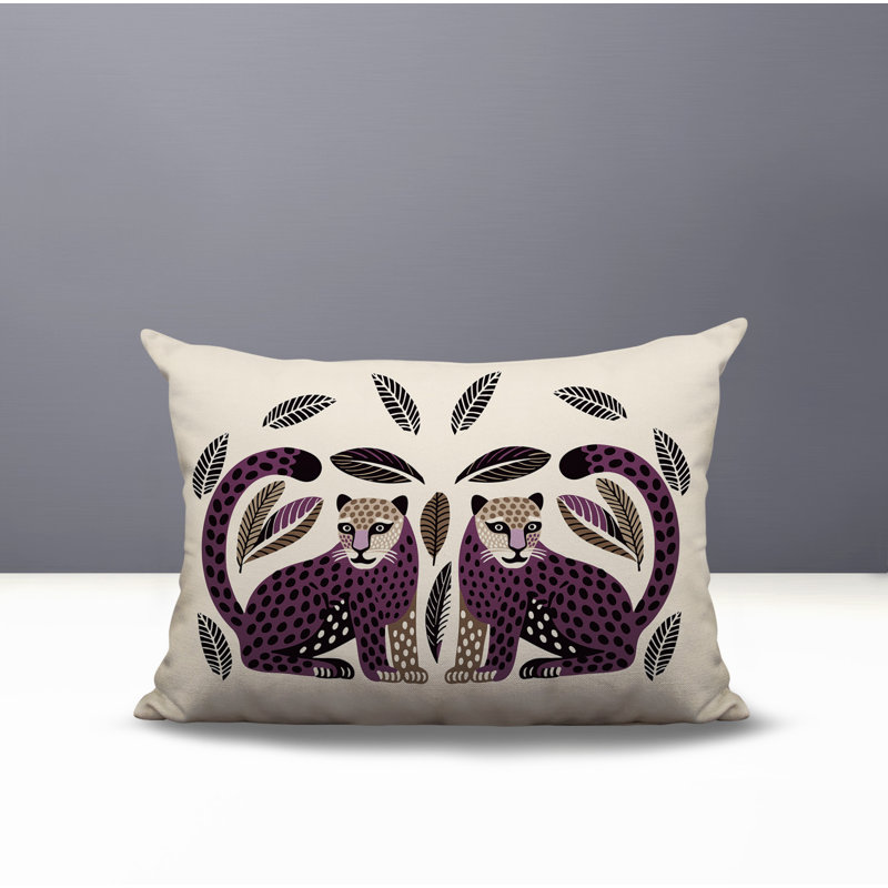 Coussin lombaire réversible Ayra Leopard, Rectangle H 14 po x l 20 po, Mauve