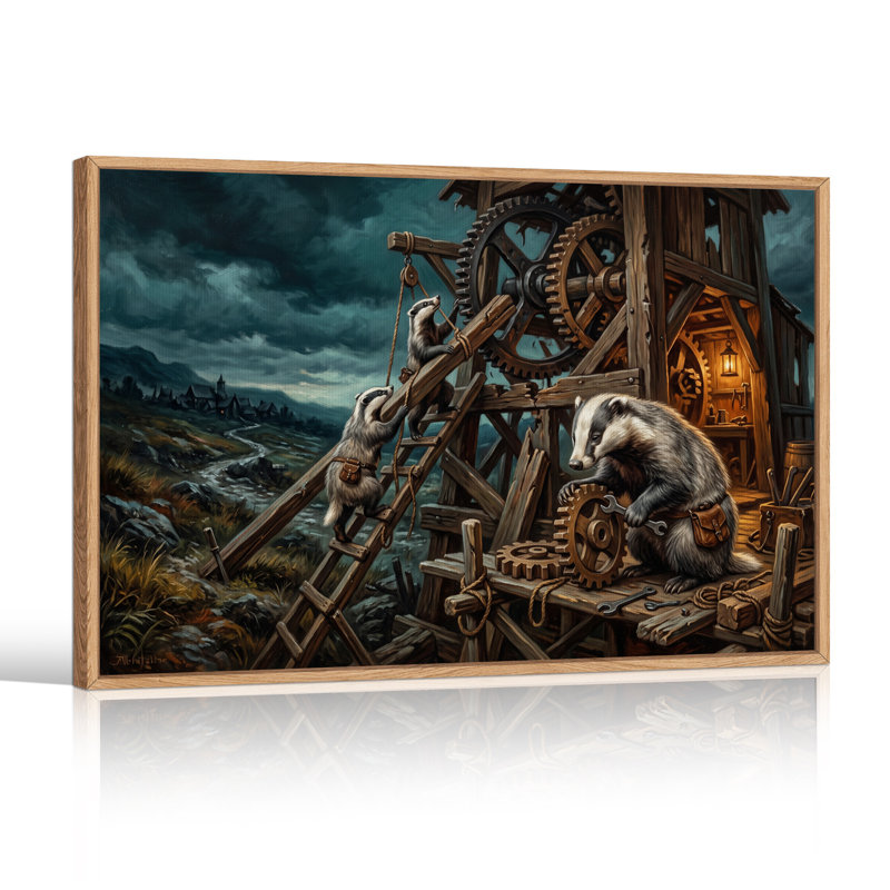 Art mural sur toile Badgers In Dark Steampunk, 18"H x 24"W