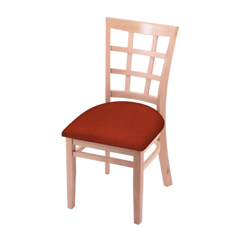 Chaise d'appoint à dossier échelle en bois massif, Naturel, Coquelicot graphique