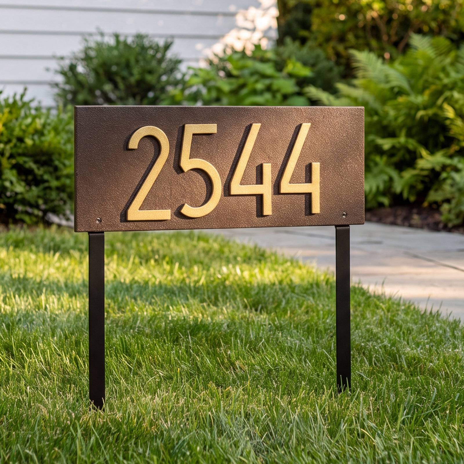Mid-Century Modern Wall Plaque, Yes, Aged Bronze/Gold
