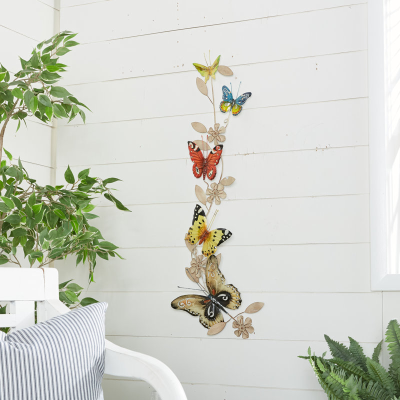 Décoration murale éclectique d'extérieur en métal multicolore 7 "x 45"