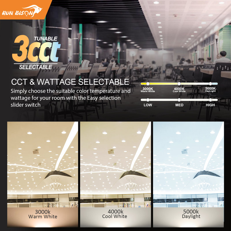 12" Selectable Color Temperature Dimmable LED Canless Recessed Lighting Kit