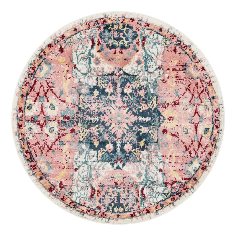 Geometric Indoor Rug, Round 5'1"
