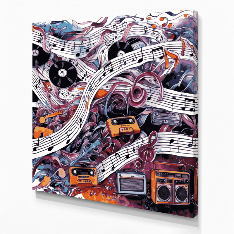 Art musical sur toile brune, H 8 po x l 8 po