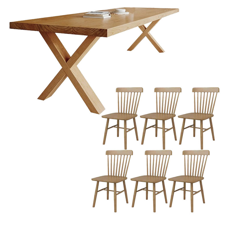 Ensemble de table en bois massif au choix de la nature, H 29,52 po x L 86,61 po x l 31,49 po