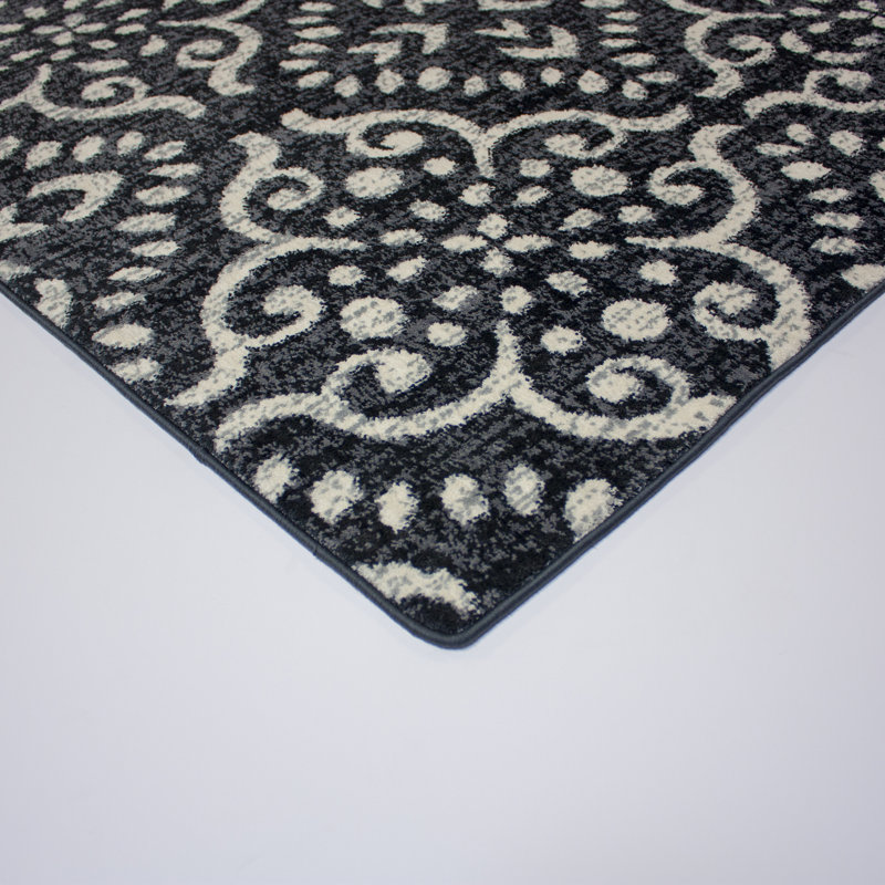 Tapis noir / blanc Gurdial, Rectangle 8 pi 10 po x 12 pi 5 po