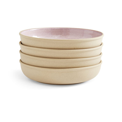 PORTMEIRION MINERALS SET OF 4 LOW BOWL ROSE QUARTZ 8.7"