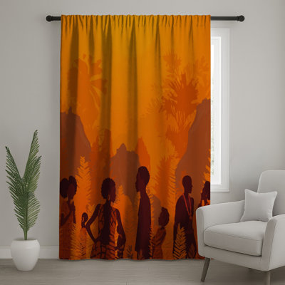 Silhouette People Jungle Window Curtains, Silhouette Sheer & Blockout Curtains - 1 Panel