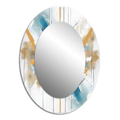 Teal and Gold Elegance - Miroir mural ovale moderne sarcelle