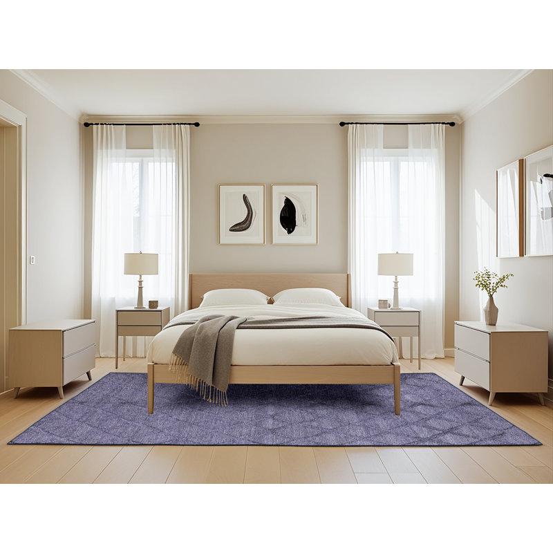 Tapis mauve à motif géométrique Menderes, Rectangle 5 pi x 8 pi