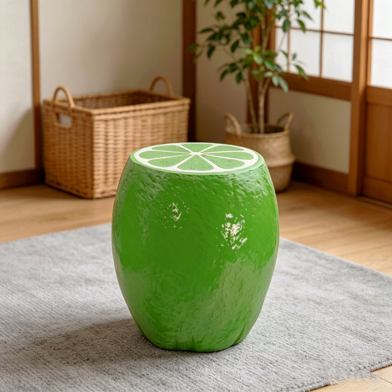 Tabouret lime 14,17 po, table d'appoint en forme de fruit en résine de 12,60 po de largeur, support à plante multifonctionnel et table de bout pour la décoration de la maison et du jardin