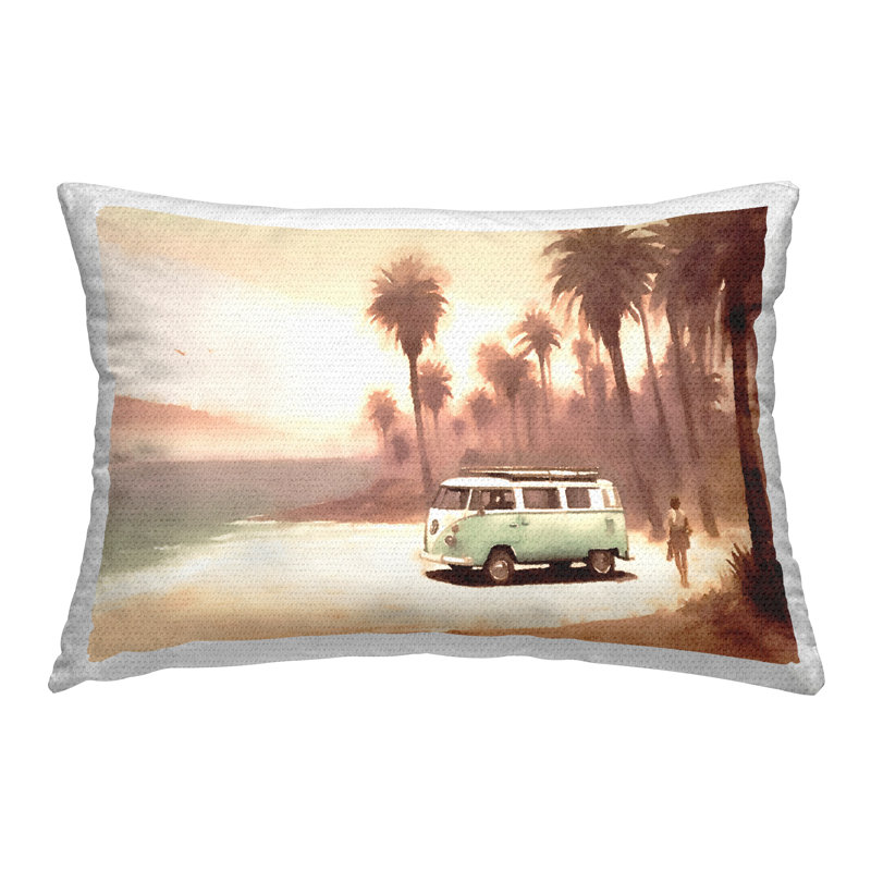 Coussin d'extérieur imprimé Sunrise At The Pier par Noah Bay