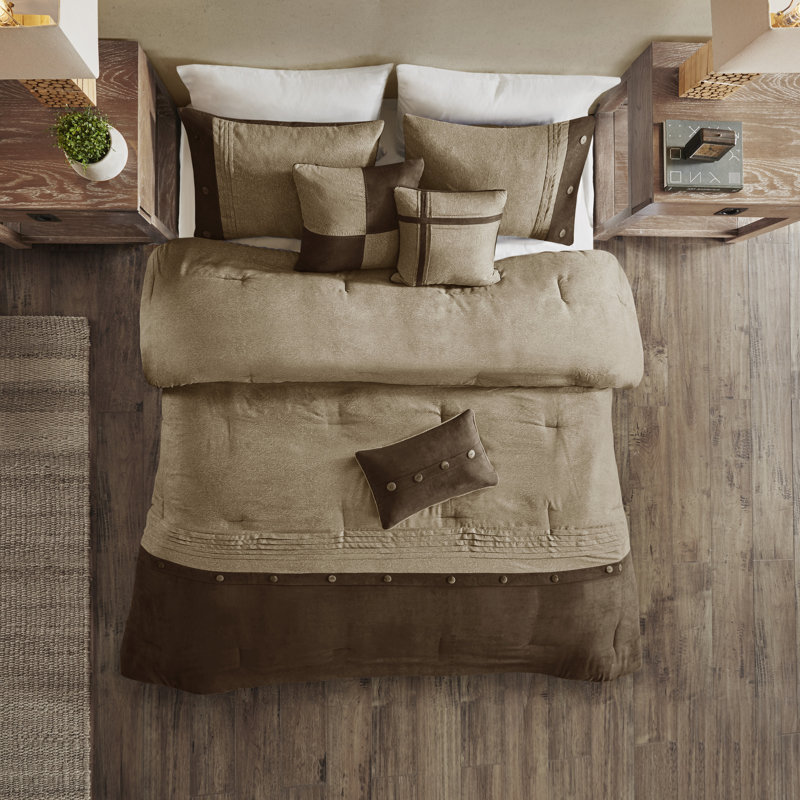 California King Brown Faux Suede Comforter Set
