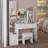 17" Round LED Lighted Vanity Table Set with Stool, Touch 3 Color Mirror, Multi-Layer Storage for Small Spaces