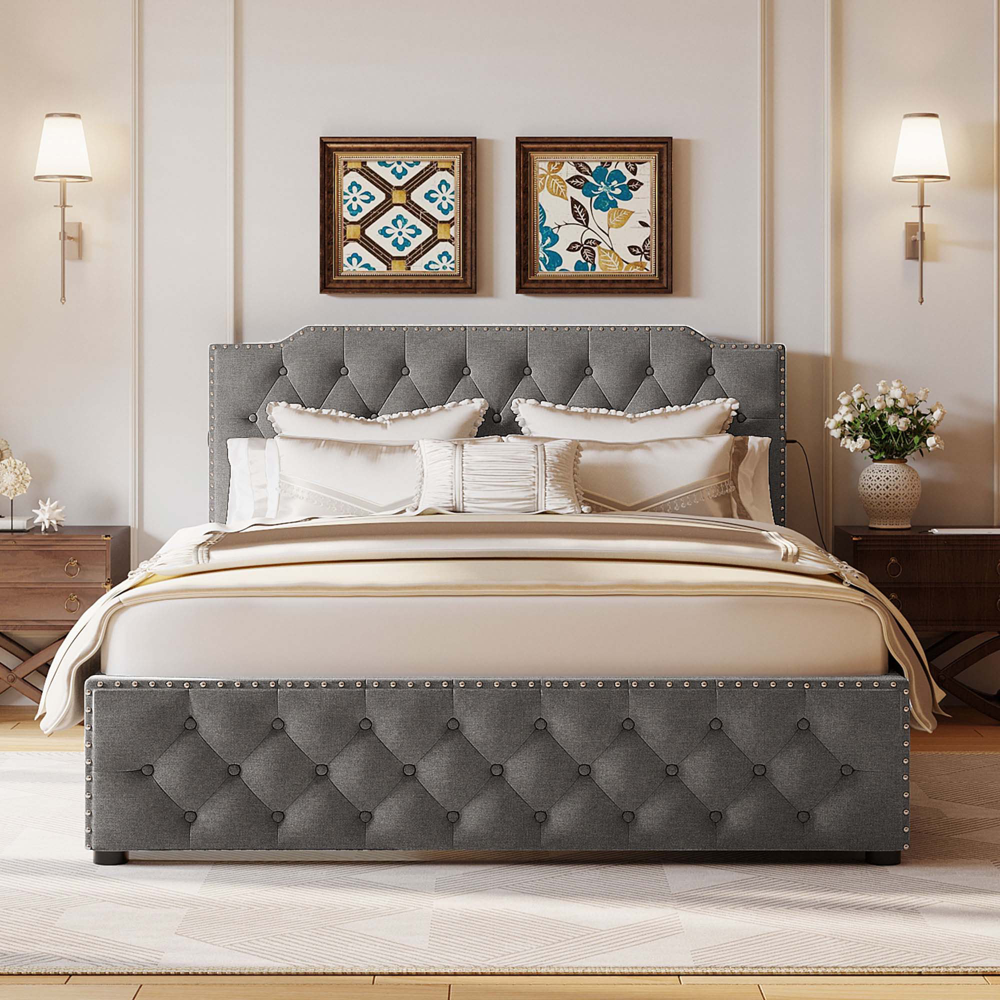 Limpho Upholstered Storage Bed Latitude Run Color: Gray