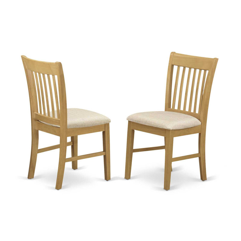 Finish Solid Wood Top Dining Table Set, Natural Brown Oak, 3 Pieces: 1 Table, 2 Chairs, Fabric