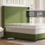 Lit tapissier en velours côtelé grand format Wauson Crofford avec tête de lit haute de 63 po et pieds en bois massif, vert-1554600669-1559884729