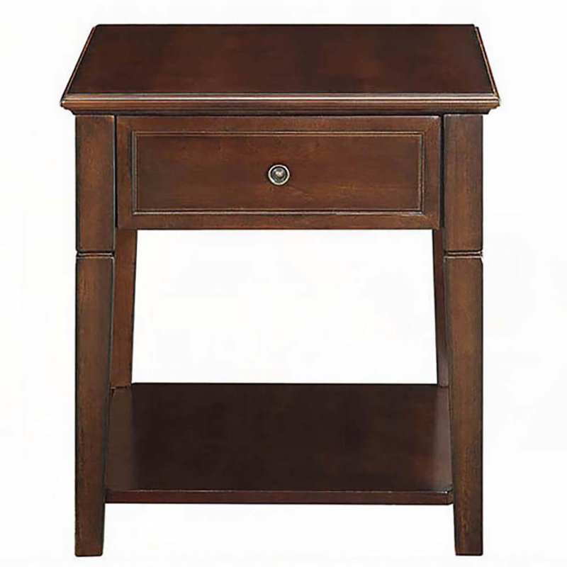 Walnut End Table with Bottom Shelf
