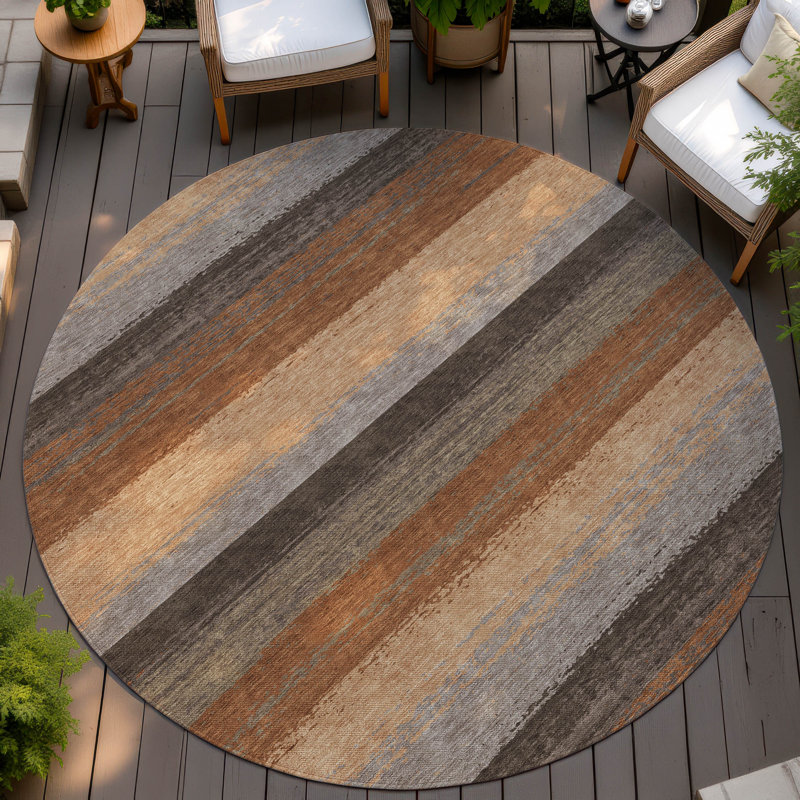 Machine Washable Indoor/Outdoor Chantille ACN2707 Stripes Rug, Noir, 1 pi 8 po x 2 pi 6 po