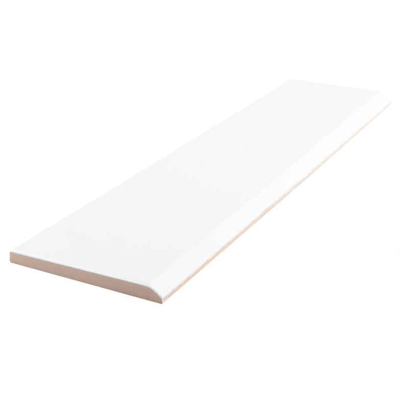 Battiscopa 13" x 3" Ceramic Bullnose Tile Trim, Glossy White