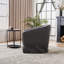 Fauteuil demi-tonneau pivotant en lin avec repose-pieds-733757784
