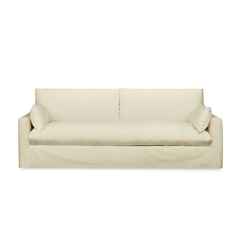 Luna 90'' Slipcovered Sofa, Davis Pearl Performance Bouclé