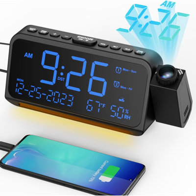 Digital Electric Tabletop Clock with Alarm Black