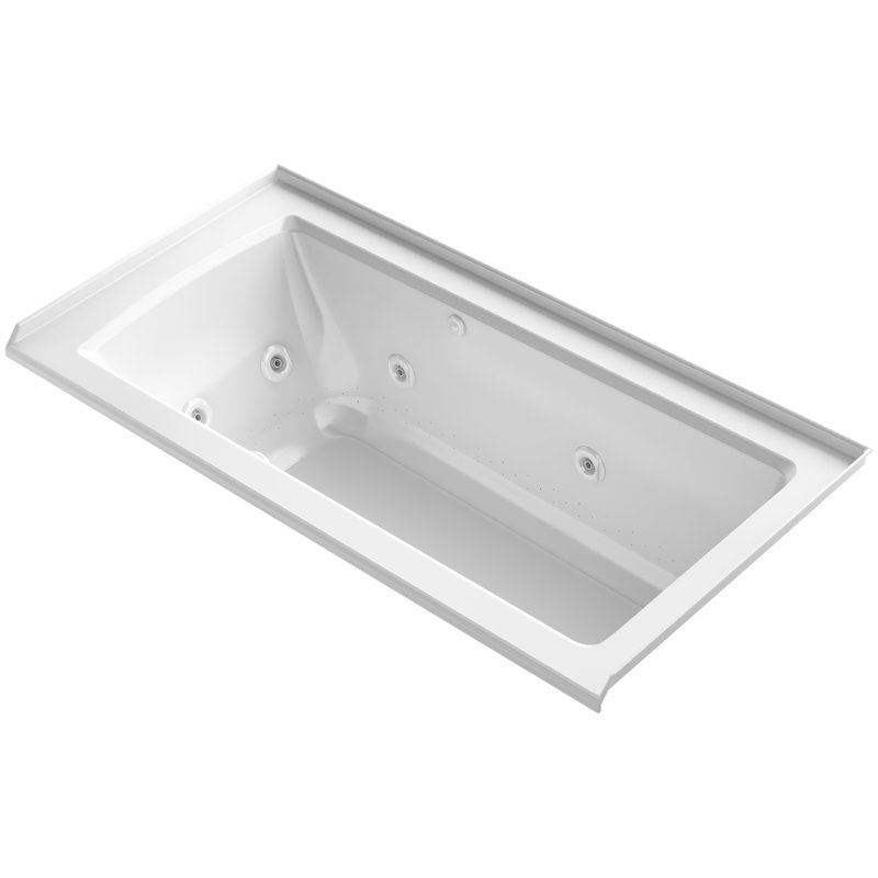 Archer Integral Flange Whirlpool and BubbleMassage Air Bath, Biscuit, Droite
