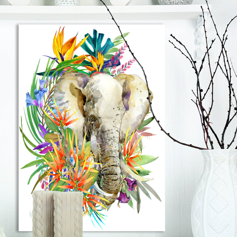 « jolie wild éléphant », reproduction d’impression sur toile tendue, H 20 po x l 12 po x P 1po