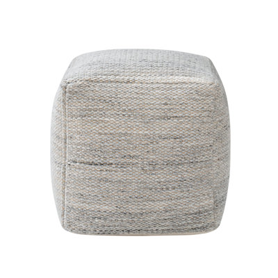 Yinka 18" Woven Pouf - Grey Stylish Two-Tone Textured Surface Accent Pouf Ottoman