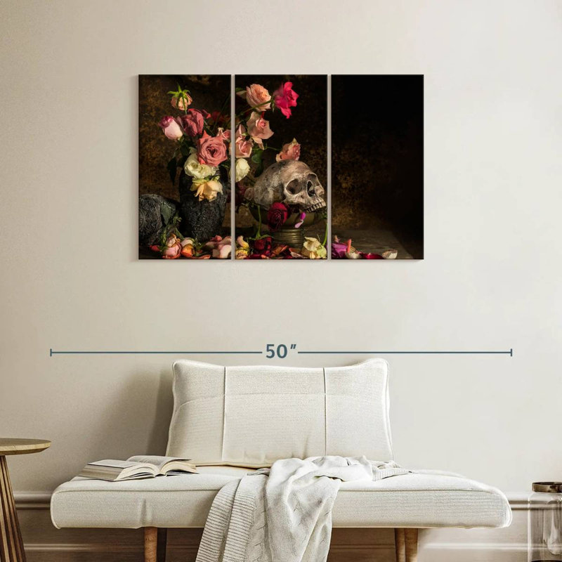 Crâne floral élégant, H 24 po x l 38 po