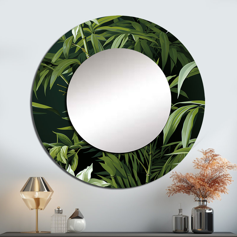 Bambou élégance motif tropical - miroir mural unique tropical, 23 po x 23 po