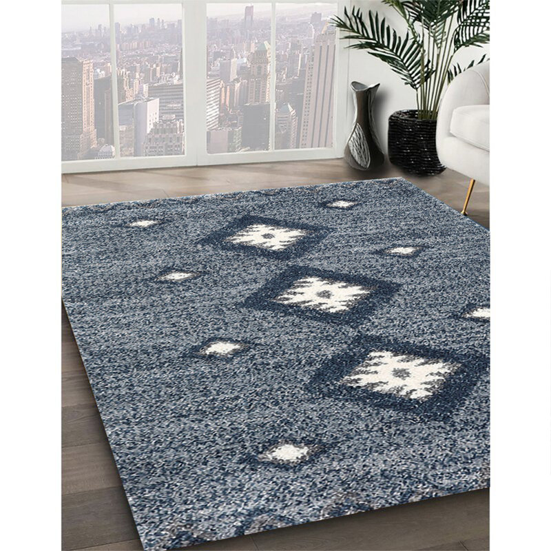 Tapis 10044 contemporain lavable à la machine à 100%, Carré 5 pi