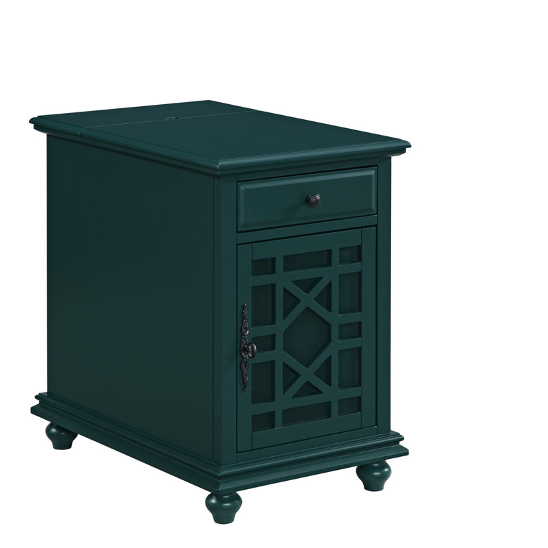 Ahmara End Table with Storage and Built-In Outlets, Seamoss