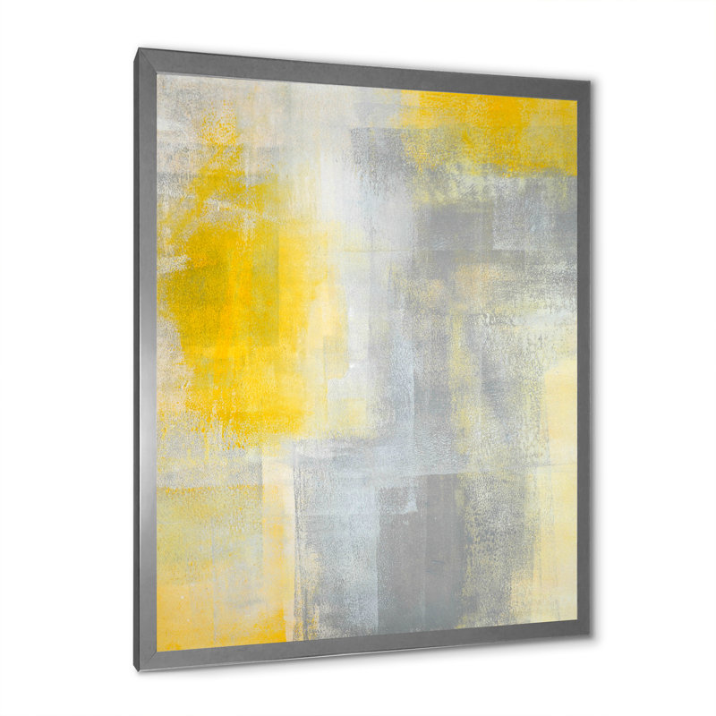 Art moderne gris et bleu II 2FDP47717, Cadre argenté, H 36 po x l 24 po x P 1 po