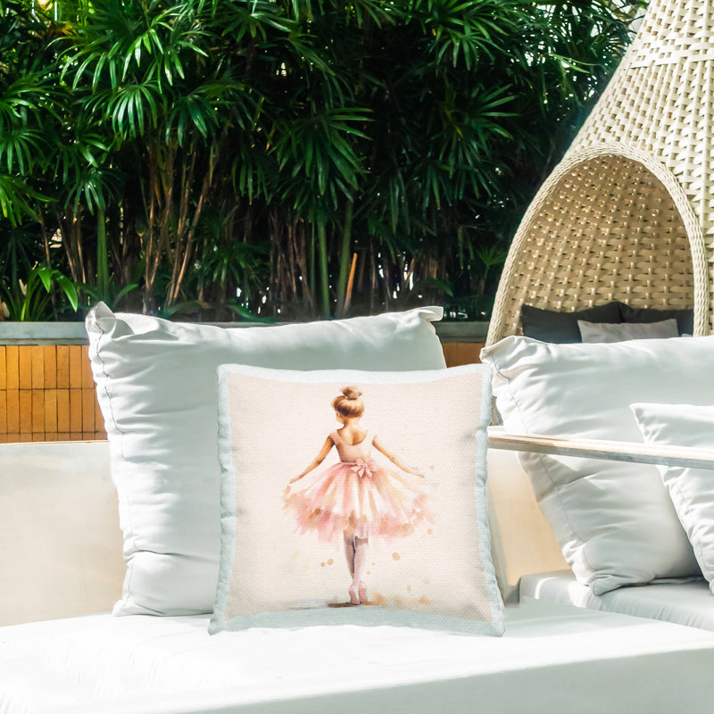 Coussin d'extérieur imprimé "Stepping Ballerina in Tutu" par Andrea Haase