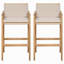 Ensemble de 2 tabourets de bar en bois avec coussin beige Marcella