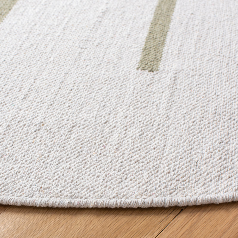 Tapis rayé en coton tissé à la main Estréf, Rond 6 pi