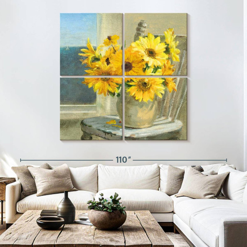 Harnek Sunflowers By The Sea Light, 74" H x 74" W