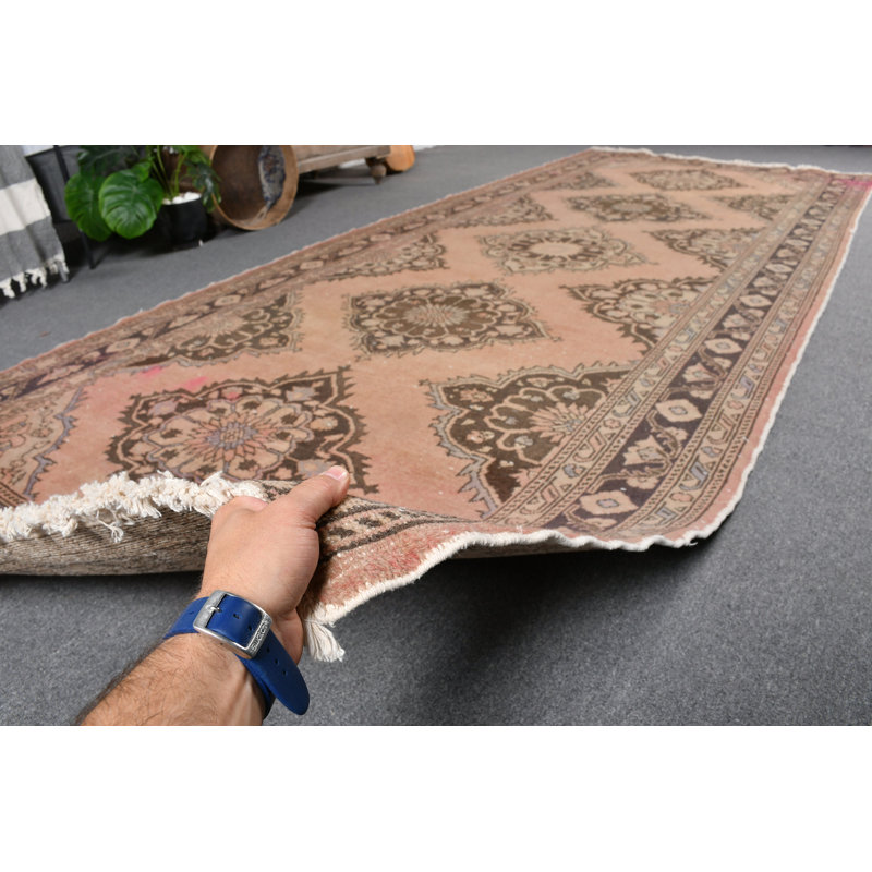 Tapis turc rétro vintage en laine pour la cuisine et la maison brun / vert