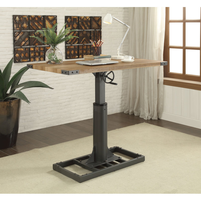 Gowdy Adjustable Metal Base Standing Desk with Power Outlet, (32-42)" H x 48.5" W x 26.75" D