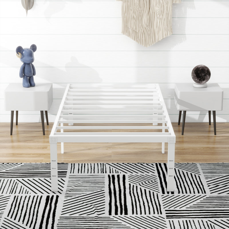Base de lit plateforme en métal, Simple, Blanc