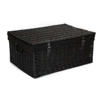 Fleur De Lis Living Wicker Rope Handled Storage Trunk with Lining
