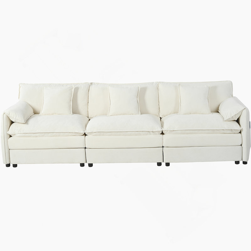 Canapé modulaire surdimensionné confortable avec plusieurs caractéristiques fonctionnelles, Beige