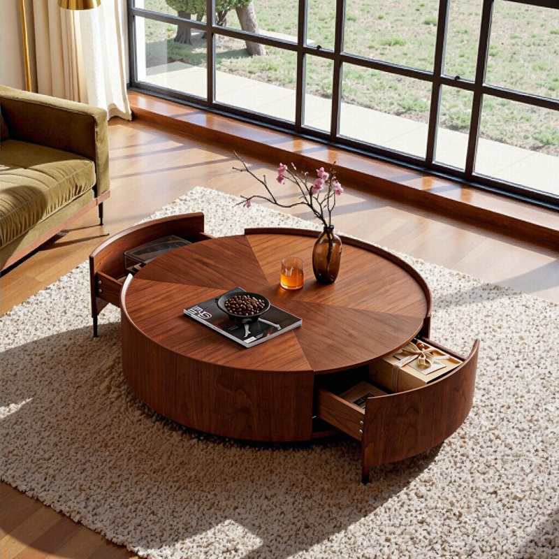 Table basse moderne moderne en noyer de 39,3 po pour le salon, la chambre à coucher et le bureau