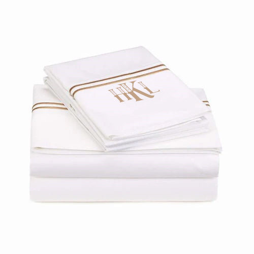 Monogram 400TC Embroidery & Border Cotton Sateen, California King Sheet Set, Yes